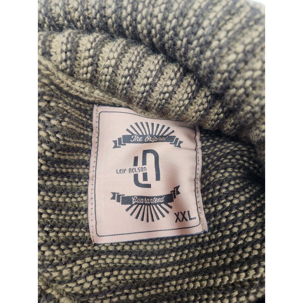 Leif Nelson Sweater Men XXL Brown Cable Knit Toggles Cardigan Pockets - Picture 8 of 10